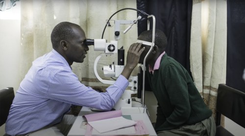 An eye examination at Kitale clinic, Kenya — context photograph