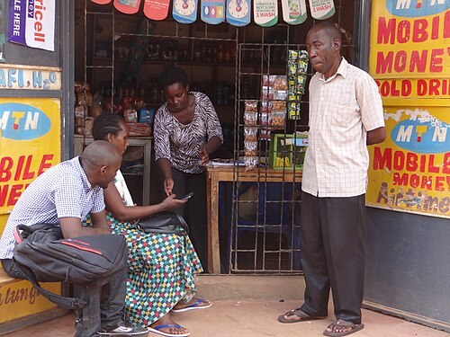 A mobile-money outlet in Uganda — context photograph